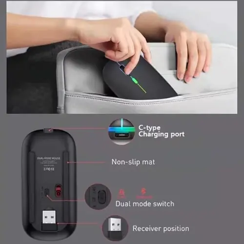 Wireless Mouse USB C, Rechargeable Laptop Mouse, Optical Design - Image 4