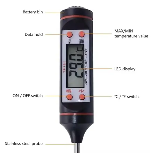 EVRU® Cooking Thermometer, Meat Food Thermometer, Auto Off LCD Screen - Image 2