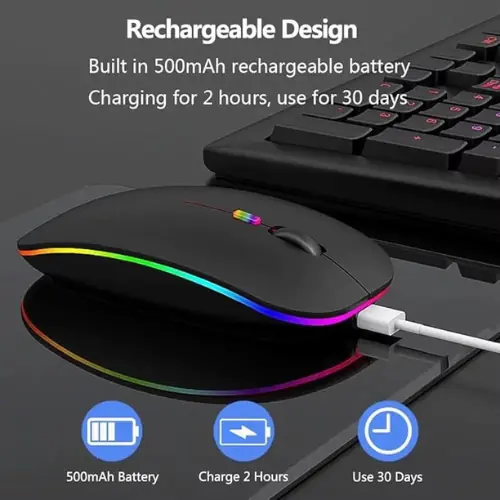 Wireless Mouse USB C, Rechargeable Laptop Mouse, Optical Design - Image 5