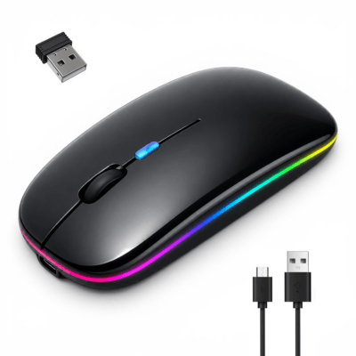 EVRU® Wireless Mouse USB C, Rechargeable Laptop Mouse, Optical Design
